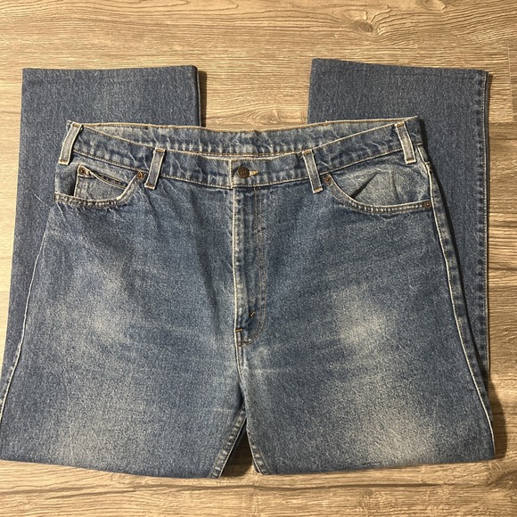 Vintages Rare Leather Tab 80s Levi's For Men With A Skosh More Room Size 38x28 - Picture 6 of 14